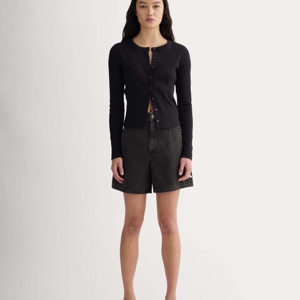 Everlane The A-Line Denim Short in Washed Black Size 26